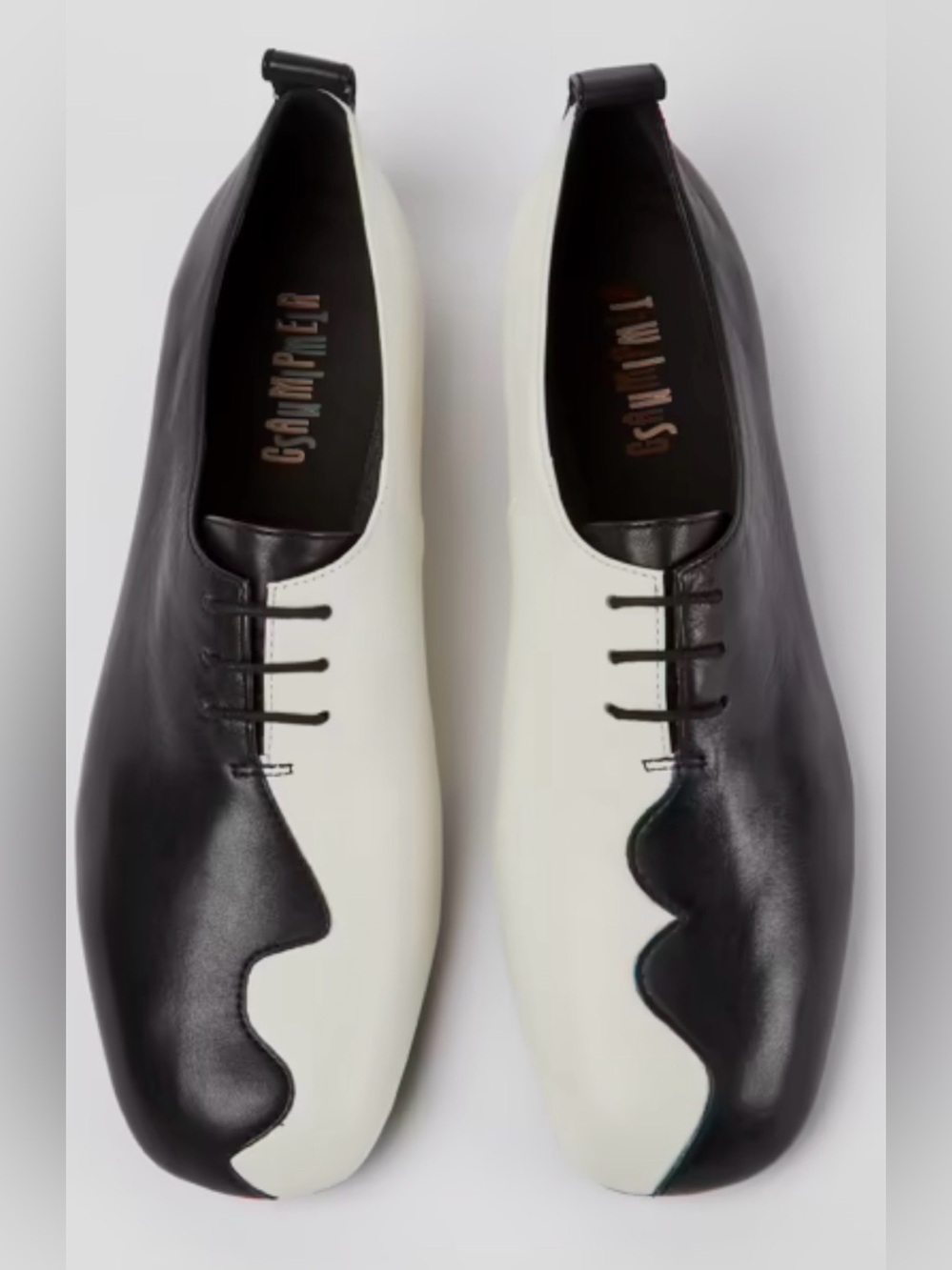 Stunning Camper Twins Black and White Saddle Flats Shoes 38